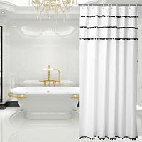 Штора для ванной Carnation Home Fashions Pompon PON180W 180х240 см, белая