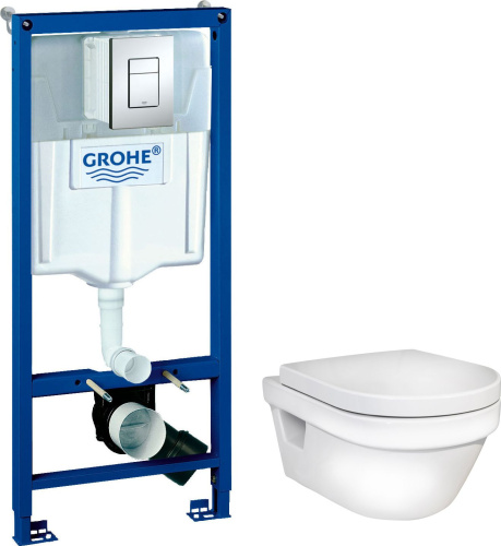 Комплект Унитаз подвесной Gustavsberg Hygienic Flush WWC 5G84HR01 безободковый + Система инсталляции для унитазов Grohe Rapid SL 38772001 3 в 1 с кно фото 10