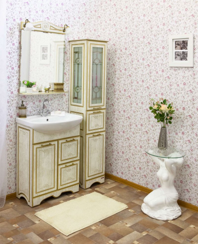 Мебель для ванной Sanflor Адель 65, белая, патина золото фото 2