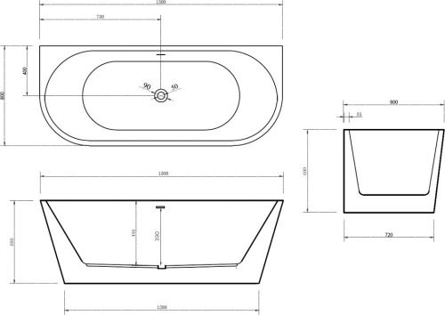 Акриловая ванна Abber AB9216-1.5 150x80 фото 4