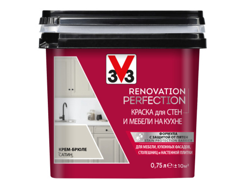 Краска для стен и мебели на кухне V33 RENOVATION PERFECTION 0,75 л Крем-брюле