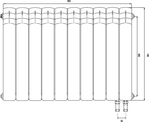 Радиатор биметаллический Royal Thermo Piano Forte 500 VDR noir sable, 10 секций, черный фото 5
