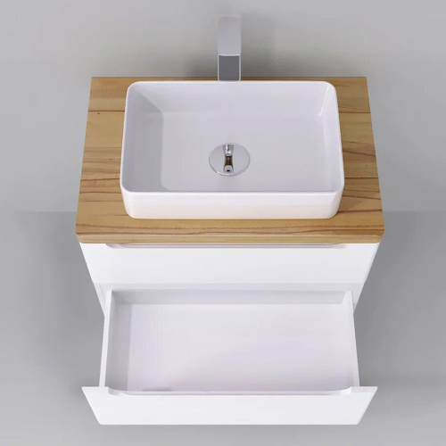 Мебель для ванной Jorno Wood 80, белая, светлая столешница фото 6