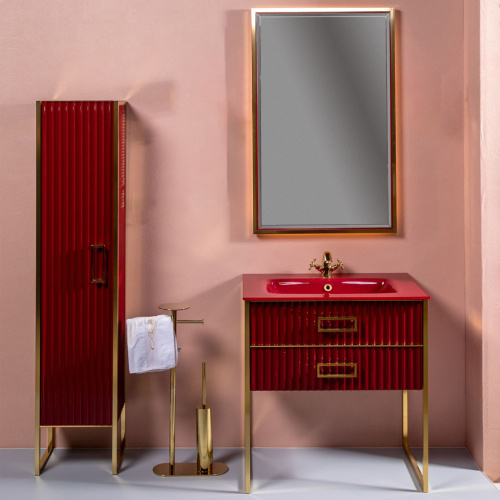 Мебель для ванной Armadi Art Monaco 80 бордо, золото фото 6