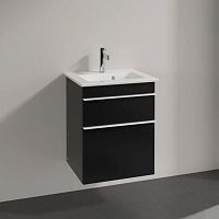 Мебель для ванной Villeroy & Boch Venticello 46 black matt lacquer, с белыми ручками