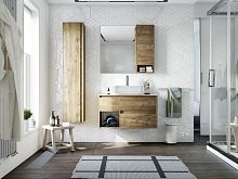 Мебель для ванной STWORKI Карлстад 90 дуб рустикальный, простоун беж