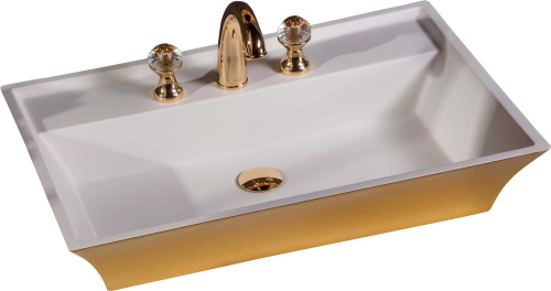 Тумба с раковиной Armadi Art Monaco 100 с золотой столешницей белая, золото фото 2