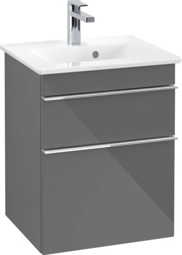 Мебель для ванной Villeroy & Boch Venticello 46 glossy grey, с ручками хром фото 3
