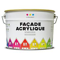 VINCENT FACADE ACRYLIQUE F 2 краска фасадная, суперстойкая, матовая, база А (9л)