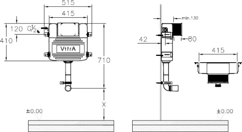 Комплект Унитаз приставной BelBagno Alpina BB10100CB + Смывной бачок скрытого монтажа VitrA 761-1746-01 + Крышка-сиденье с микролифтом + Кнопка смыва черная фото 7