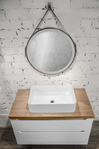 Мебель для ванной Jorno Wood 80, белая, светлая столешница фото 2