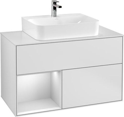 Мебель для ванной Villeroy & Boch Finion G111MTMT 100 с подсветкой и освещением стены фото 3