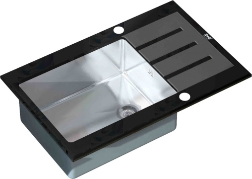 Мойка кухонная Zorg Inox Glass GL-7851-BLACK черное стекло фото 2