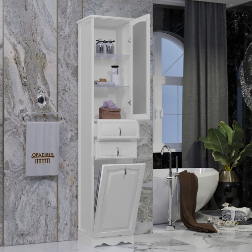 Шкаф-пенал Opadiris Риспекто 40 R белый матовый, с бельевой корзиной фото 3