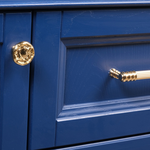 Тумба с раковиной ValenHouse Эстетика 100, синяя, подвесная, ручки золото фото 5