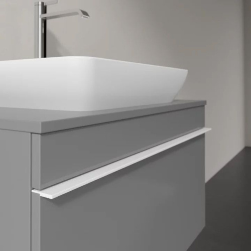 Мебель для ванной Villeroy & Boch Venticello 75 glossy grey, с белой ручкой фото 3