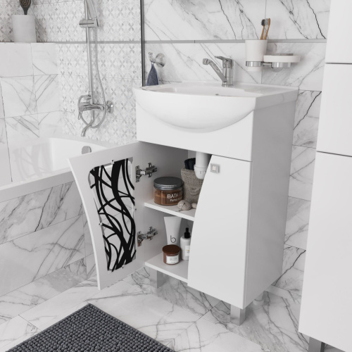 Мебель для ванной DIWO Муром 55, напольная + сифон для раковины AlcaPlast + смеситель STWORKI by Damixa фото 4