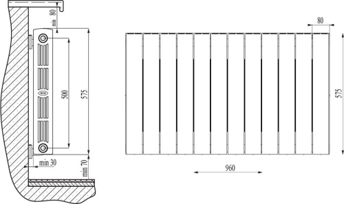 Радиатор биметаллический Rifar SUPReMO 500 Ventil 12 секций, нижнее подключение правый фото 4