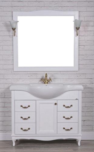 Мебель для ванной ValenHouse Эллина 105 белая, 6 ящиков, 1 дверца, ручки бронза фото 2