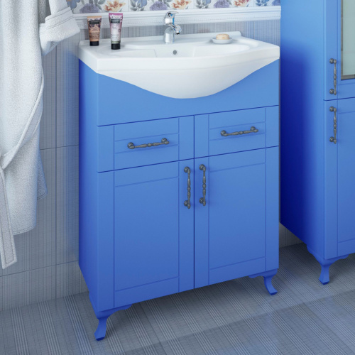 Мебель для ванной Sanflor Глория 65, напольная, голубая фото 2