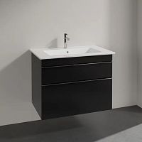 Мебель для ванной Villeroy & Boch Venticello 80 black matt lacquer, с ручками хром
