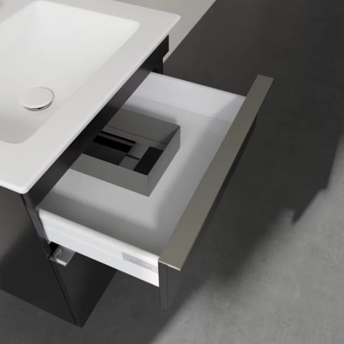 Мебель для ванной Villeroy & Boch Venticello 55 black matt lacquer, с ручками хром фото 5