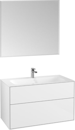 Мебель для ванной Villeroy & Boch Finion 100 glossy white lacquer, с настенным освещением фото 4
