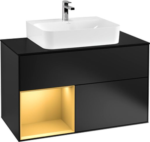 Мебель для ванной Villeroy & Boch Finion G112HFPD 100 с подсветкой и освещением стены фото 3