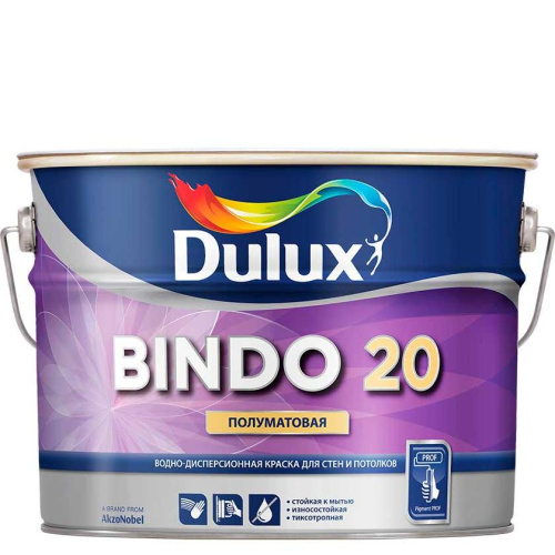 Краска для кухни и ванной Dulux Professional Bindo 20 полуматовая база BW 9 л.