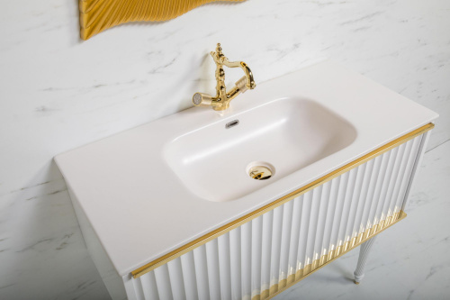 Мебель для ванной Armadi Art Vallessi Avangarde Canale 100 белая, с раковиной-столешницей фото 4