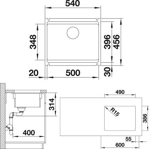 Мойка кухонная Blanco Etagon 500-U 525155 черная фото 3
