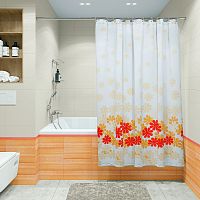 Штора для ванной Fora PH99 180х180 см, оранжевая, цветочный дождь