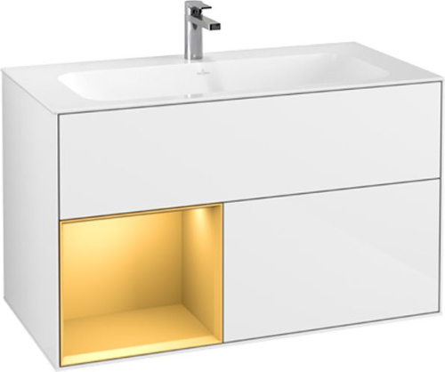Мебель для ванной Villeroy & Boch Finion G030HFGF 100 с подсветкой и освещением стены фото 4