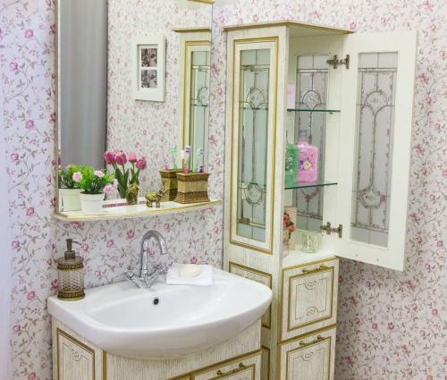 Мебель для ванной Sanflor Адель 65, белая, патина золото фото 8