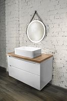 Мебель для ванной Jorno Wood 80, белая, светлая столешница