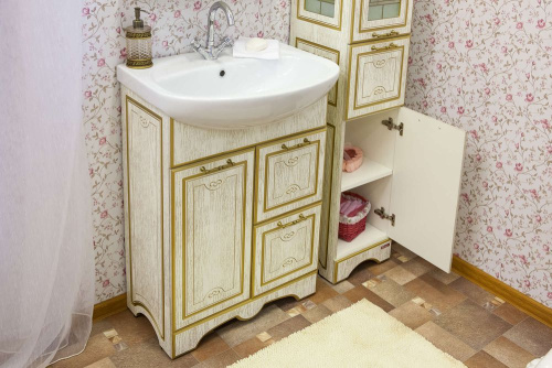 Мебель для ванной Sanflor Адель 65, белая, патина золото фото 4