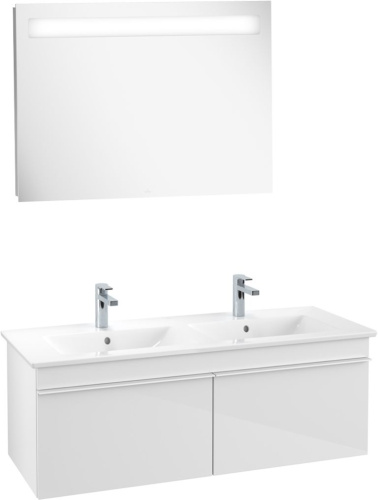 Мебель для ванной Villeroy & Boch Venticello 125 glossy white, с белыми ручками фото 9