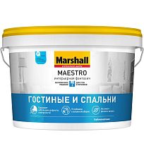 Краска для стен и потолков водно-дисперсионная Marshall Maestro Интерьерная Фантазия глубокоматовая белая 9 л.