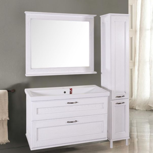 Мебель для ванной ASB-Woodline Прато 100 белая, патина серебро фото 12
