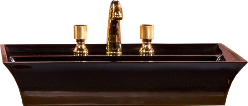 Тумба с раковиной Armadi Art Monaco 100 с золотой столешницей черная, золото фото 6