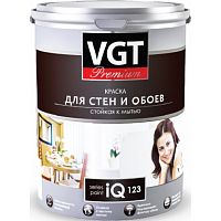 Краска VGT PREMIUM IQ 123 МОЮЩАЯСЯ ДЛЯ СТЕН И ОБОЕВ глубокоматовая, белая, база А