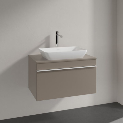 Мебель для ванной Villeroy & Boch Venticello 75 truffle grey, с белой ручкой фото 2