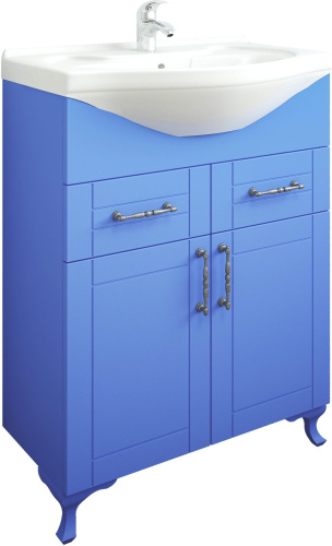 Мебель для ванной Sanflor Глория 65, напольная, голубая фото 3