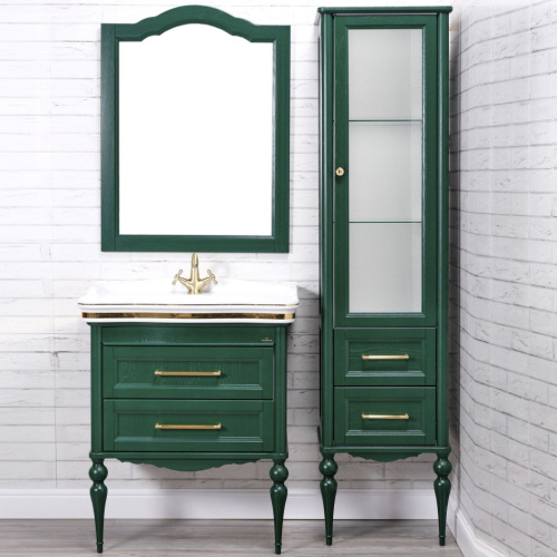 Мебель для ванной ValenHouse Эстетика 80, зеленая, подвесная, ручки золото фото 8