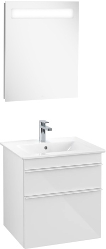 Мебель для ванной Villeroy & Boch Venticello 55 glossy white, с белыми ручками фото 9