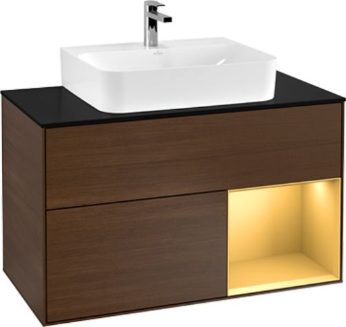 Мебель для ванной Villeroy & Boch Finion G122HFGN 100 с подсветкой и освещением стены фото 3