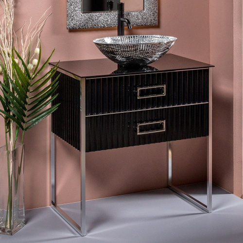 Мебель для ванной Armadi Art Monaco 80 со столешницей черная, хром фото 3