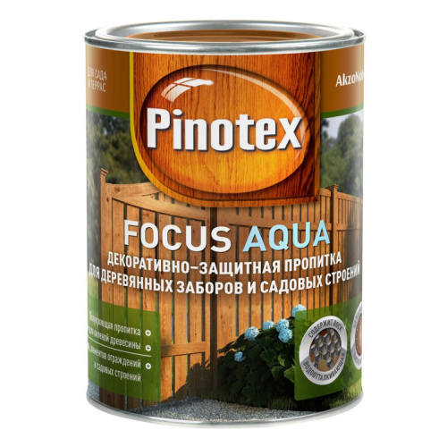 Пропитка декоративная для защиты древесины Pinotex Focus Aqua орех 0,75 л.
