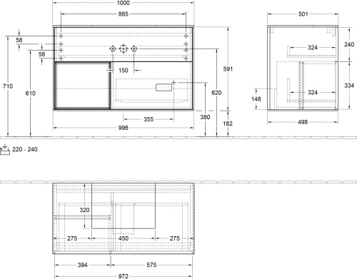 Мебель для ванной Villeroy & Boch Finion G112PDPC 100 с подсветкой и освещением стены фото 6