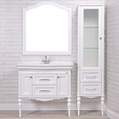 Мебель для ванной ValenHouse Эстетика 100, белая, подвесная, ручки хром фото 8